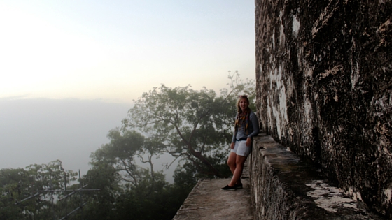 Waiting at the top of a pyramid to watch the sunrise over Tikal - life changing moment!